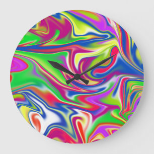 Marbleised Candy Liquid, Large Round Wall Clock. Clock