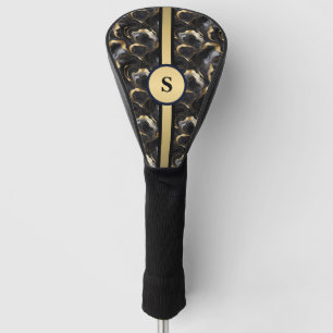 Marbleised Decorative Black Gold Golf Head Cover