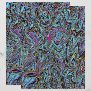 Marbleised Swirls Black Yellow Pink Blue Scrapbook