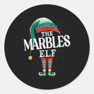 Marbles Elf Christmas Group Xmas Pajama Party  Classic Round Sticker