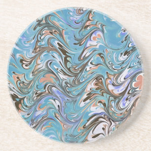 Marbling Abstract In Blue Coaster