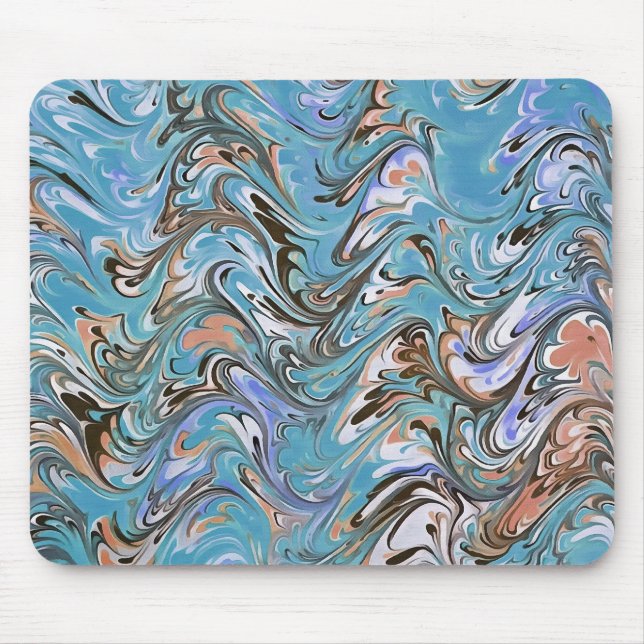 Marbling Abstract In Blue Mouse Mat (Front)