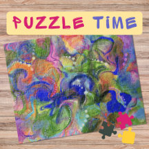 Marbling Art May blue green orange - difficult