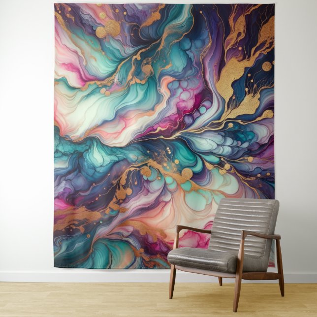  Marbling Art - Vibrant Colours  Tapestry (In Situ)