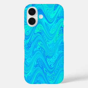 Marbling Blue Green Pattern iPhone 16 Case
