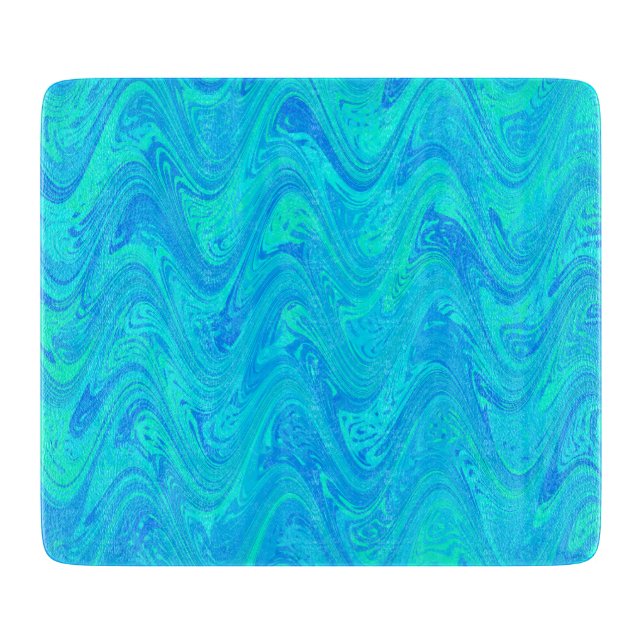 Marbling Blue Green Pattern Cutting Board (Front)