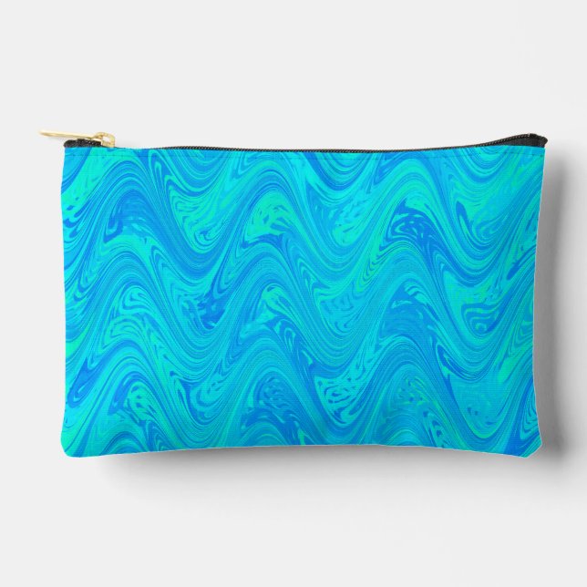 Marbling Blue Green Pattern Small Accessory Pouch (Front)