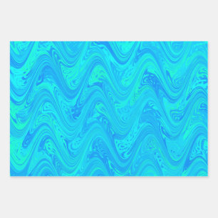 Marbling Blue Green Pattern Wrapping Paper Sheet