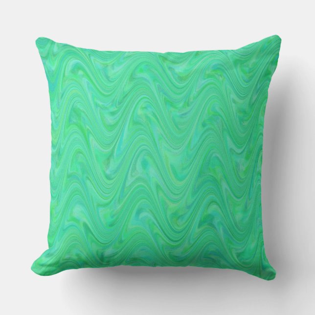 Marbling Green Blue Pattern Cushion (Front)