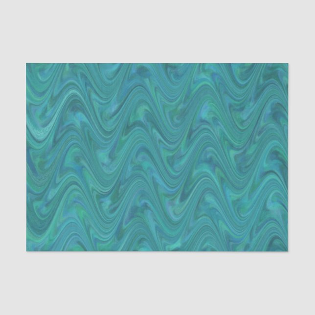 Marbling Green Blue Pattern Tissue Paper (Front)