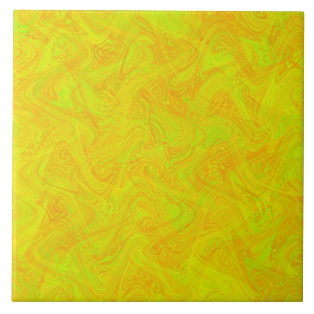 Marbling Green Orange Pattern Tile (Front)