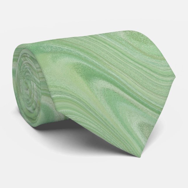 Marbling Green Pattern Tie (Rolled)