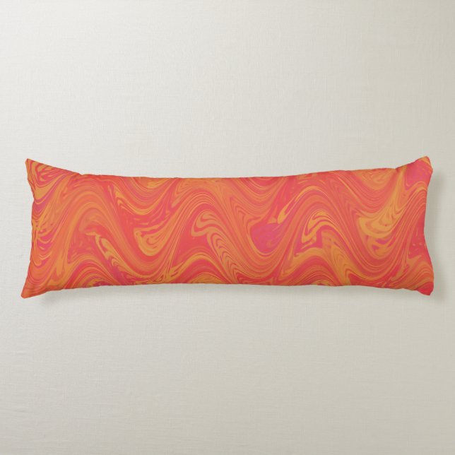 Marbling Orange Pink Red Pattern Body Cushion (Front)