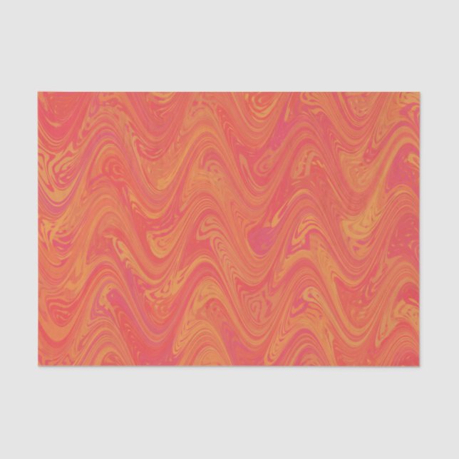 Marbling Orange Pink Red Pattern Tissue Paper (Front)