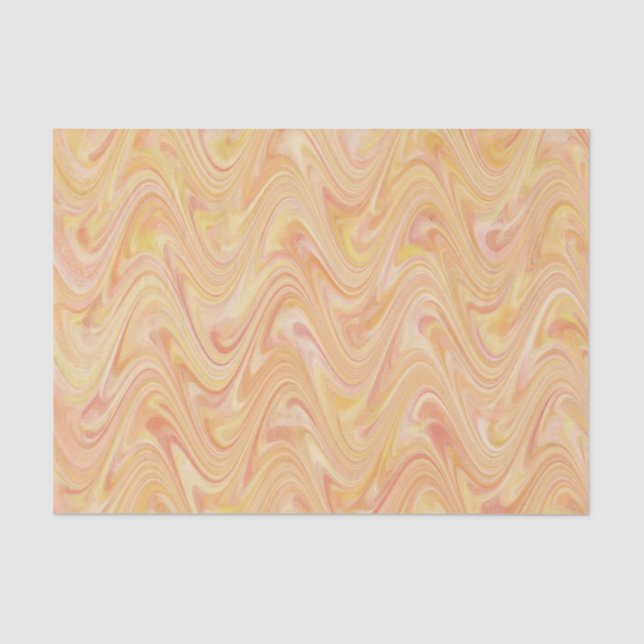 Marbling Orange Yellow Pattern Tissue Paper (Front)