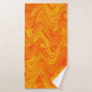 Marbling Orange Yellow Red Pattern Bath Towel