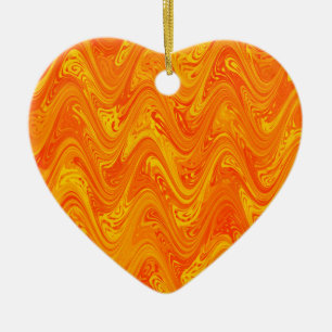 Marbling Orange Yellow Red Pattern Ceramic Tree Decoration