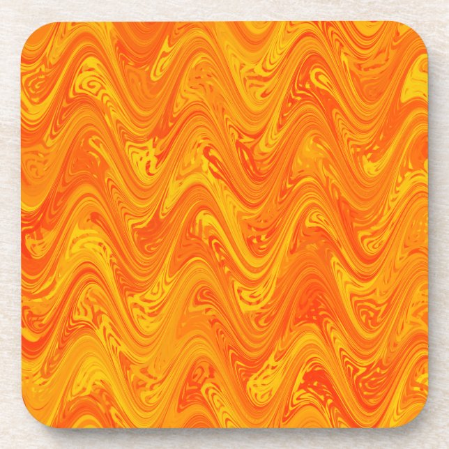 Marbling Orange Yellow Red Pattern Coaster (Front)