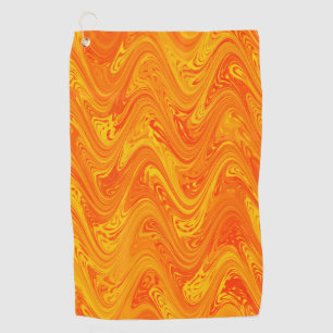 Marbling Orange Yellow Red Pattern Golf Towel
