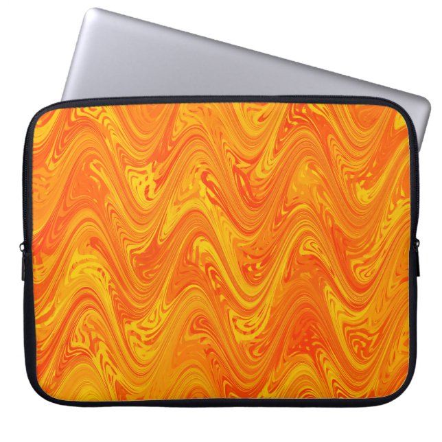Marbling Orange Yellow Red Pattern Laptop Sleeve (Front)