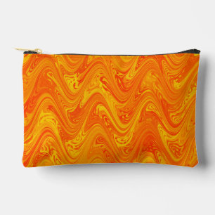 Marbling Orange Yellow Red Pattern Small Accessory Pouch