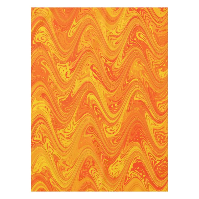 Marbling Orange Yellow Red Pattern Tablecloth (Front)