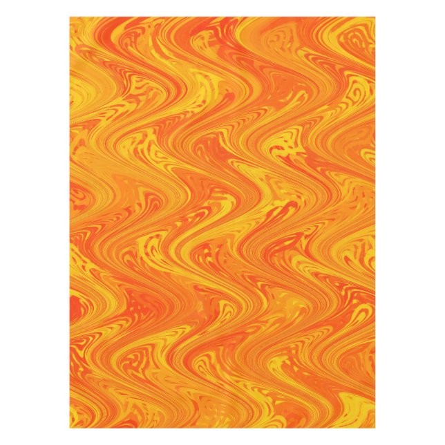 Marbling Orange Yellow Red Pattern Tablecloth (Front)