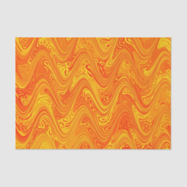 Marbling Orange Yellow Red Pattern Tissue Paper (Front)