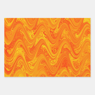 Marbling Orange Yellow Red Pattern Wrapping Paper Sheet
