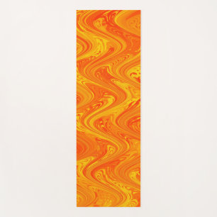 Marbling Orange Yellow Red Pattern Yoga Mat