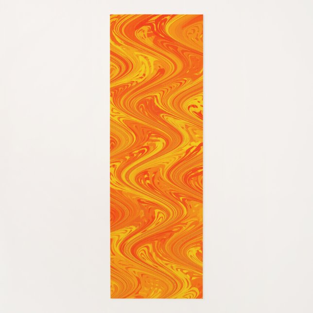 Marbling Orange Yellow Red Pattern Yoga Mat (Front)