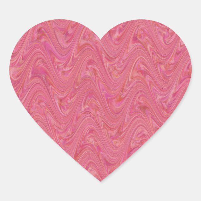 Marbling Pink Pattern Heart Sticker (Front)