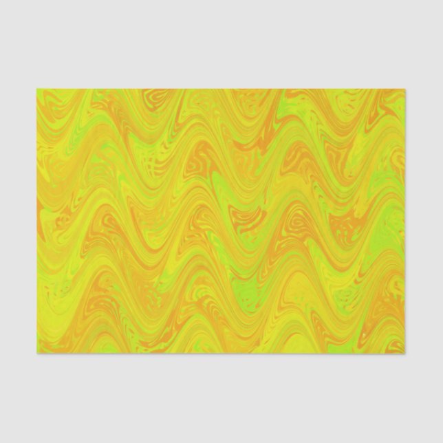 Marbling Yellow Green Orange Pattern Tissue Paper (Front)