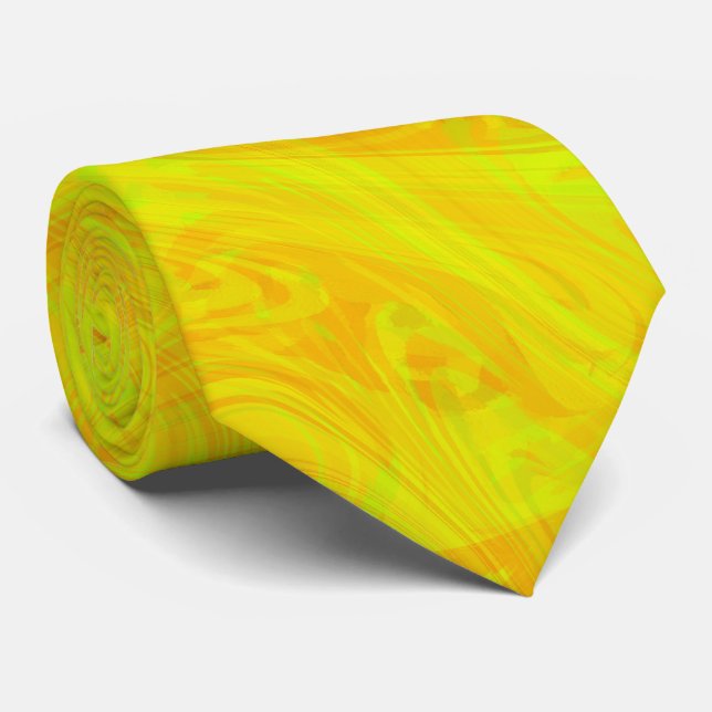 Marbling Yellow Pattern Tie (Rolled)