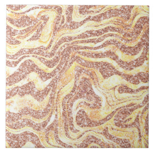 Marbly Blush Pink & Gold Glitter Cute Girly Glam Tile