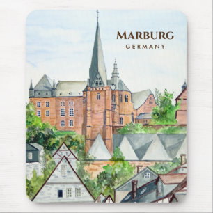 Marburg Altstadt Germany Townscape Painting Mouse Mat