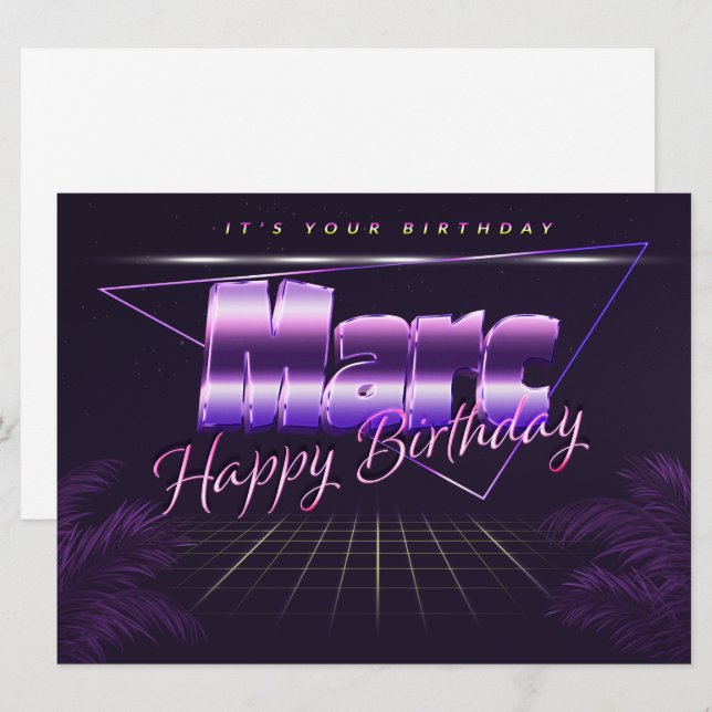 Marc Name First name lila retro card Birthday (Front/Back)