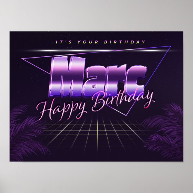 Marc Name First Name lilac retro poster birthday (Front)