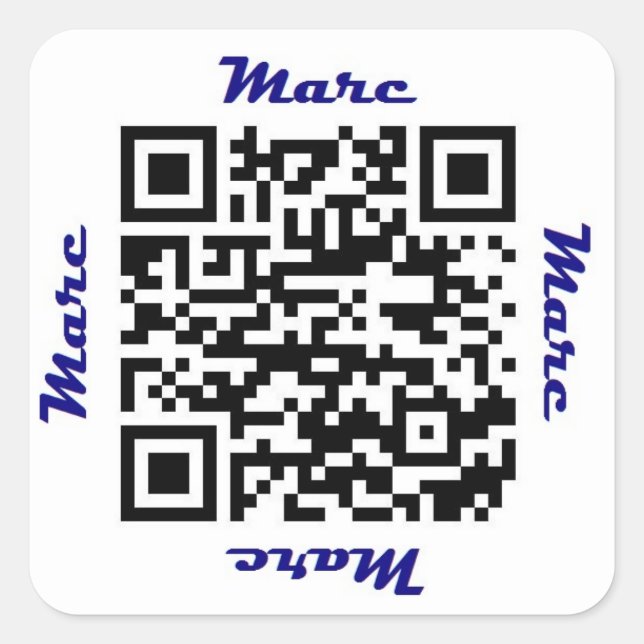 Marc QR Code Personalised NAME Sticker (Front)