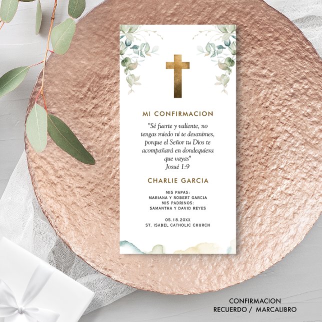 Marcalibros, Recuerdo de Confirmación, Botánico Thank You Card (Creator Uploaded)