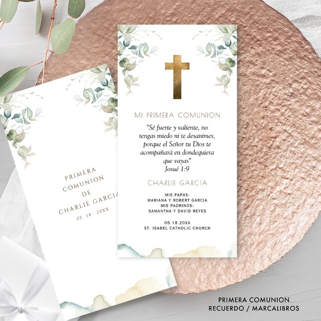 Marcalibros, Recuerdo Primera Comunión Botánico Thank You Card (Creator Uploaded)