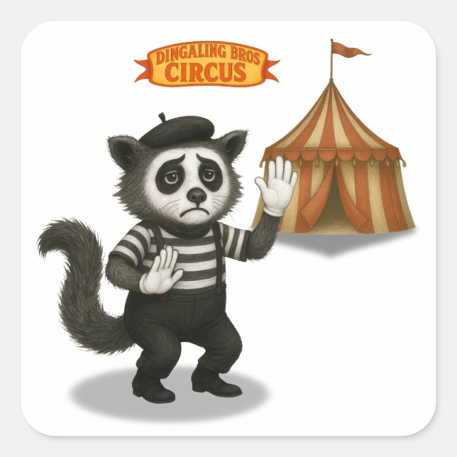 Marcel, civet mime square sticker (Front)