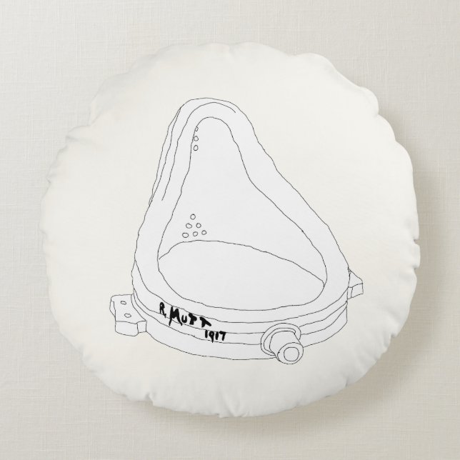 Marcel Duchamp's Fountain R.Mutt 1917 Round Cushion (Front)