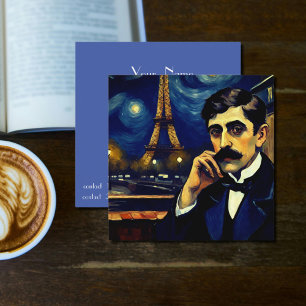 Marcel Proust in Paris -fantasy art Square Business Card