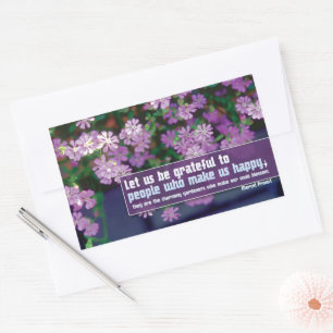 Marcel Proust Inspirational Quote "Grateful" Rectangular Sticker