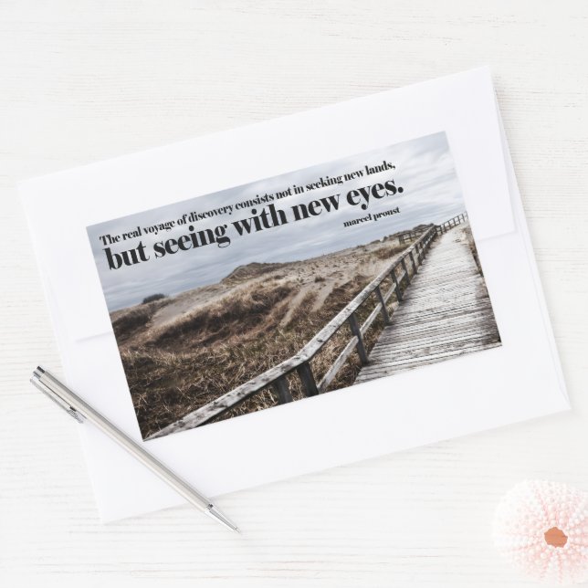 Marcel Proust Inspirational Quote "New eyes" Rectangular Sticker (Envelope)