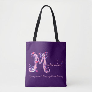 Marcela letter M monogram art & name meaning bag