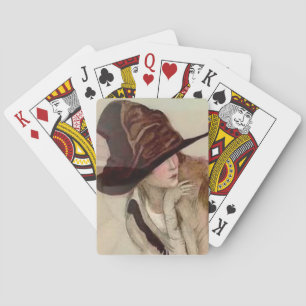 Marcello Dudovich Young Girls in Hats Illustration Playing Cards