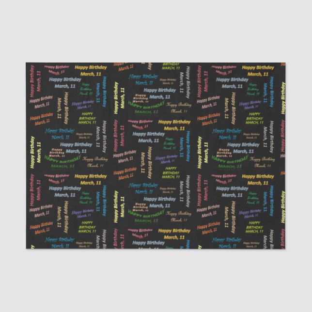 March, 11 Birthday Tissue Paper (Front)