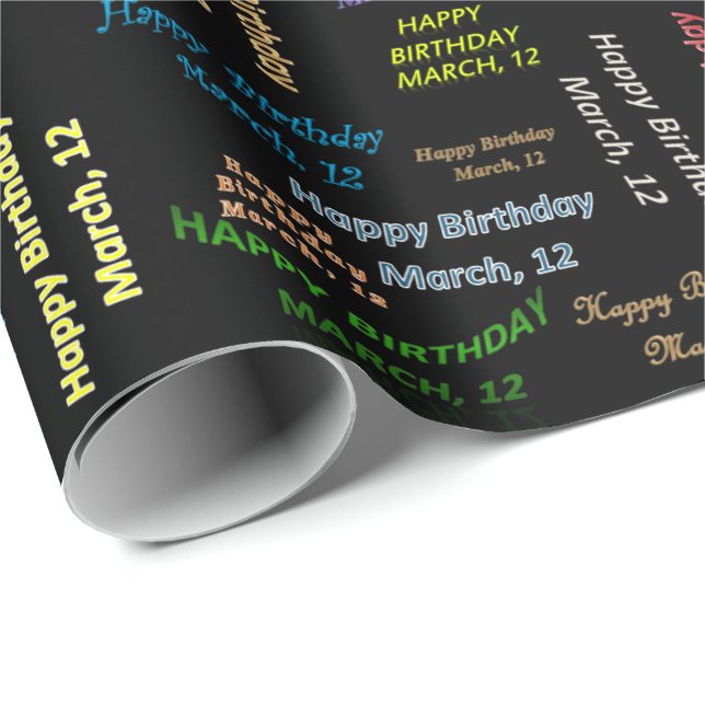 March, 12 Birthday Gift Wrapping Paper (Roll Corner)